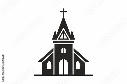 minimalist church icon logo line art silhouette vector illustration