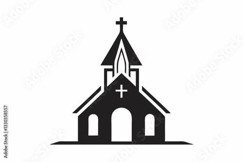 minimalist church icon logo line art silhouette vector illustration