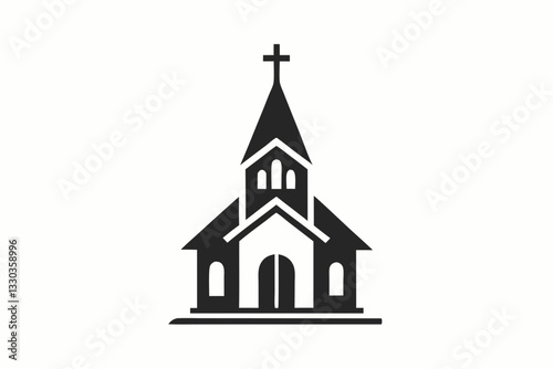 minimalist church icon logo line art silhouette vector illustration