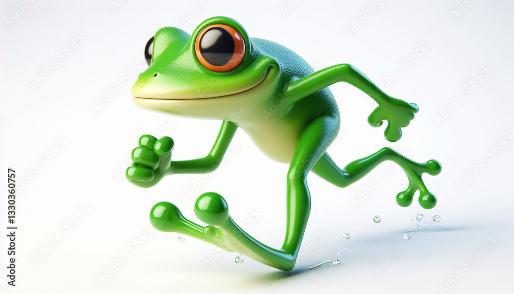 Fototapeta premium 3D funny frog cartoon illustration