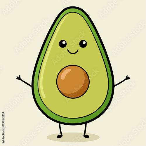 Smiling avocado half with seed vector illustration  
