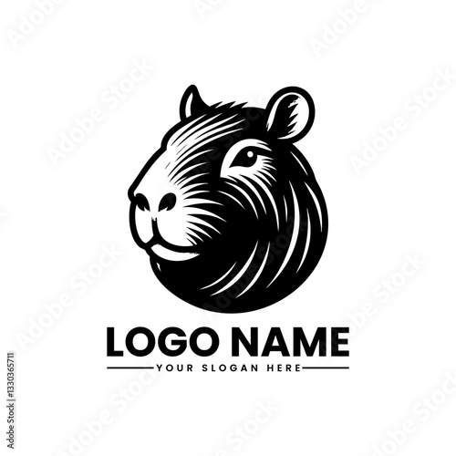 Cute cartoon capybara vector logo, friendly rodent emblem for wildlife and pet branding 