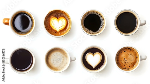 coffee cup assortment top view collection coffee