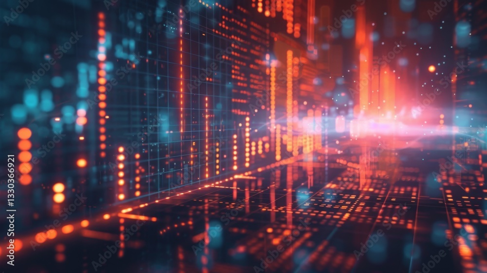 Dynamic fintech background with glowing financial graphs and abstract digital elements representing modern technology in finance Dynamic fintech background with glowing financial graphs and abstract digital elements representing modern technology in finance