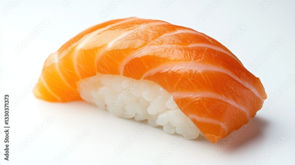 Fresh Salmon Sushi on White Plate with Vibrant Colors and Texture Fresh Salmon Sushi on White Plate with Vibrant Colors and Texture