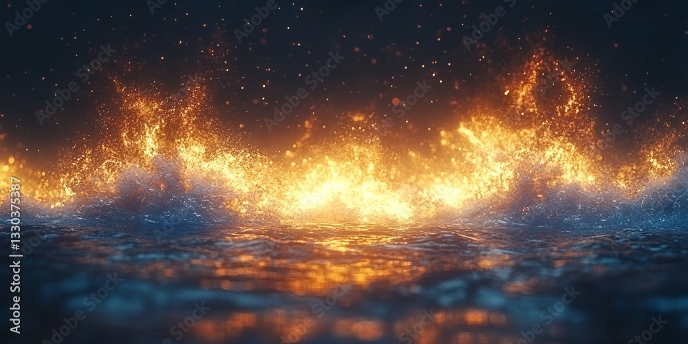 Fiery Orange Waves Abstract Digital Art Background sea hot fire heat glow dark gold blue Fiery Orange Waves Abstract Digital Art Background sea hot fire heat glow dark gold blue