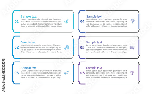 Business vector infographic design template with icons and 6 options or steps