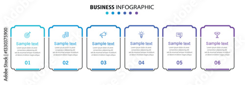 Business vector infographic design template with icons and 6 options or steps