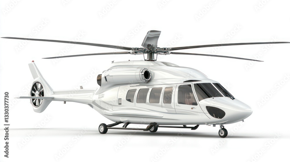 Sleek White Helicopter with Modern Design and Turbine Rotors Sleek White Helicopter with Modern Design and Turbine Rotors