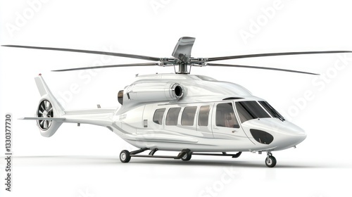 Sleek White Helicopter with Modern Design and Turbine Rotors