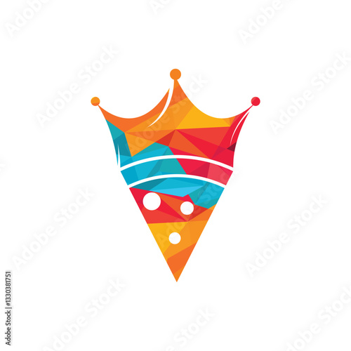 Pizza king vector logo design template. Crown and pizza slice icon design.