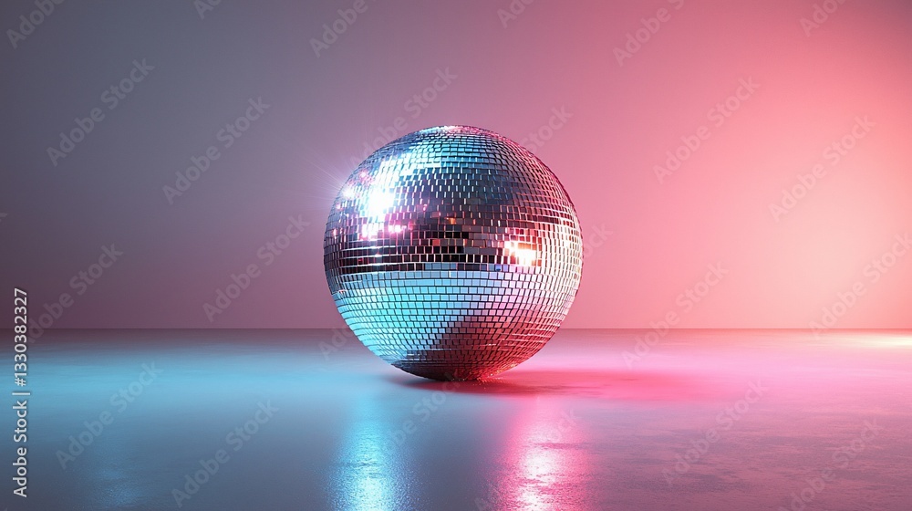 Disco ball in studio, colorful light Disco ball in studio, colorful light