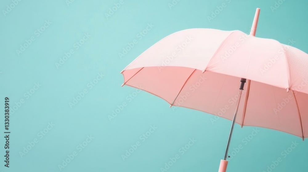 Obraz premium Soft pink umbrella against a teal backdrop