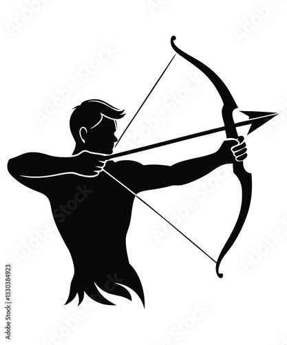 Archer vector illustration design. Archer silhouette vector illustration logo template Archer Silhouette, Male archer silhouette, black color silhouette