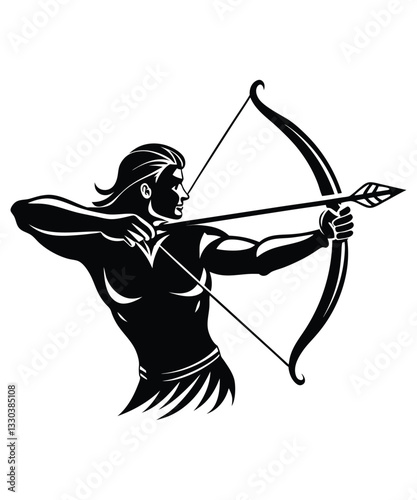 Archer vector illustration design. Archer silhouette vector illustration logo template Archer Silhouette, Male archer silhouette, black color silhouette