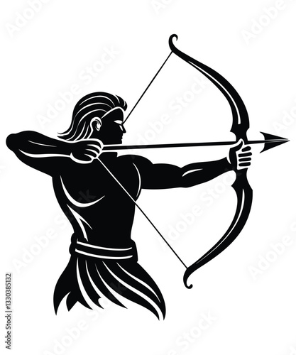 Archer vector illustration design. Archer silhouette vector illustration logo template Archer Silhouette, Male archer silhouette, black color silhouette