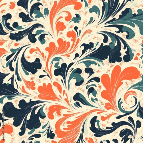 Seamless pattern with stylized floral ornament. Vector illustration.