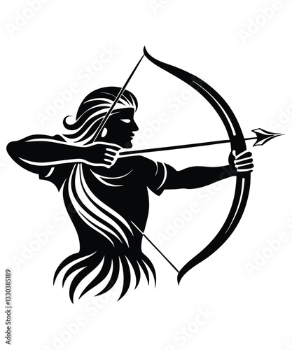 Archer vector illustration design. Archer silhouette vector illustration logo template Archer Silhouette, Male archer silhouette, black color silhouette