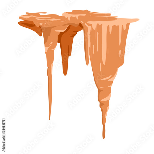 Cave stalagmites and stalactites set. Natural spiked rock formation growing on floor and ceiling of cavern or grotto, underground tunnel, geology exploration objects cartoon