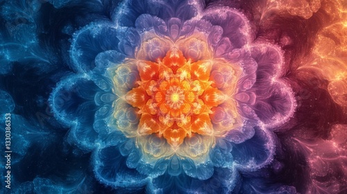 Cosmic Flower A Celestial Mandala Of Hues And Light