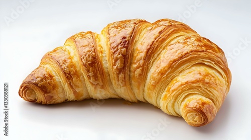 Freshly baked buttery croissant with golden