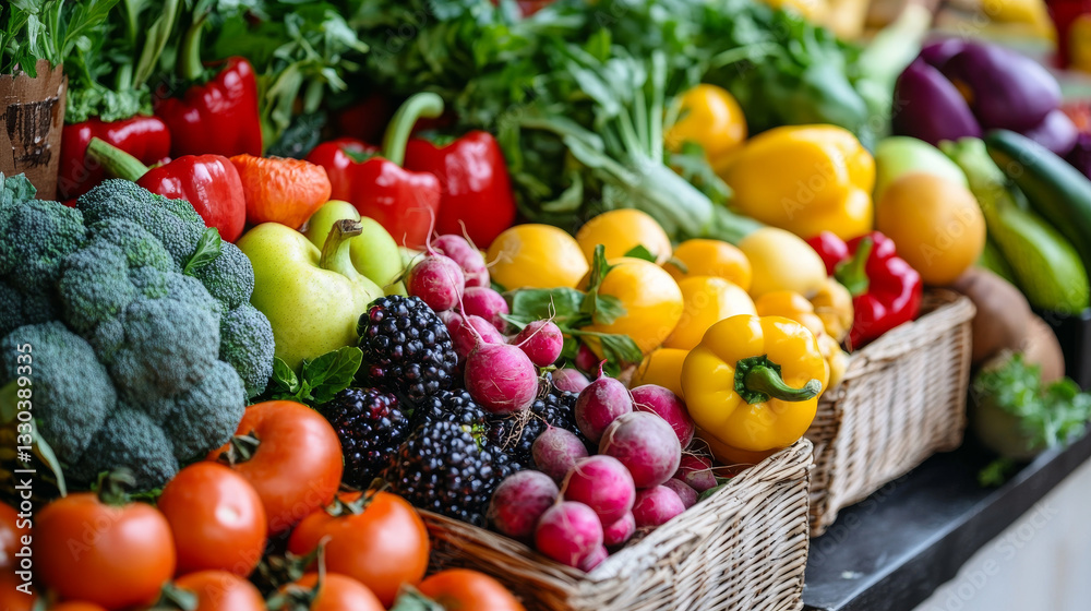 A table filled with fresh fruits and vegetables A table filled with fresh fruits and vegetables