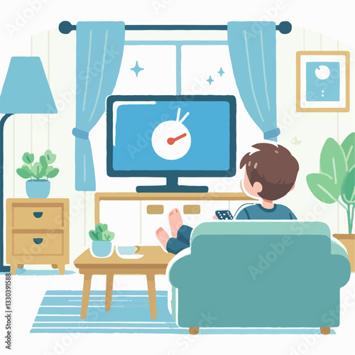 vector illustration of people watching tv