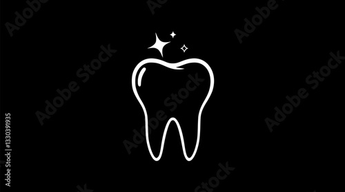 Outline illustration of a healthy tooth with shine minimal dental care vector icon.