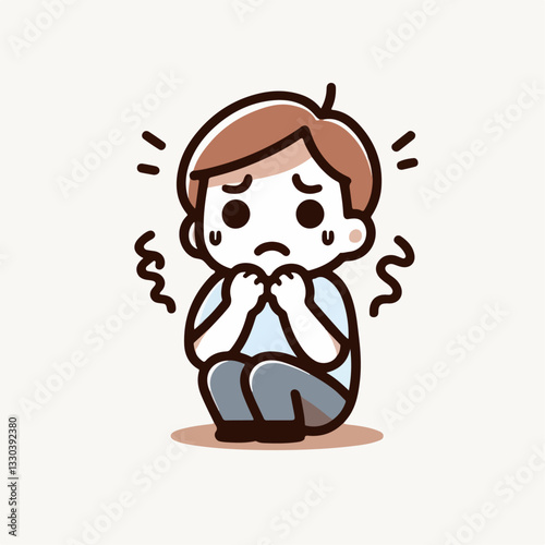 vector illustration of scared people