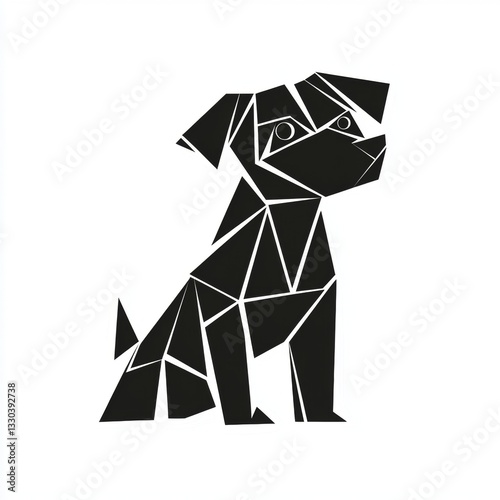 Dog illustration: Geometric style image of a dog sitting against a white background