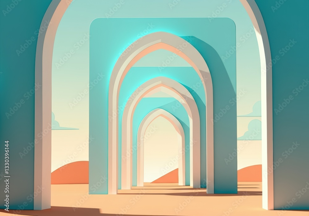 Fototapeta premium Abstract architectural arches creating a serene and modern atmosphere