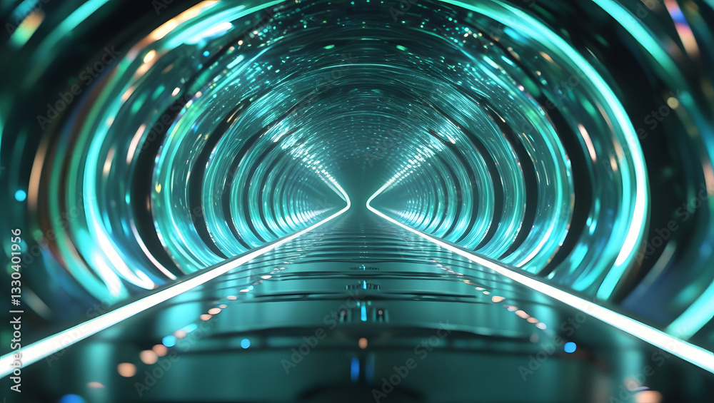 Fototapeta premium Immersive Neon Tunnel with Electric Colors