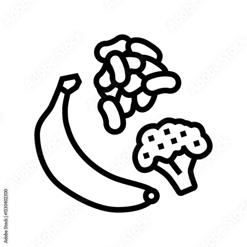 fiber rich food bananas rice diarrhea line icon vector illustration