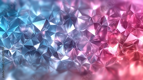 Abstract geometric background with vibrant, iridescent triangles.