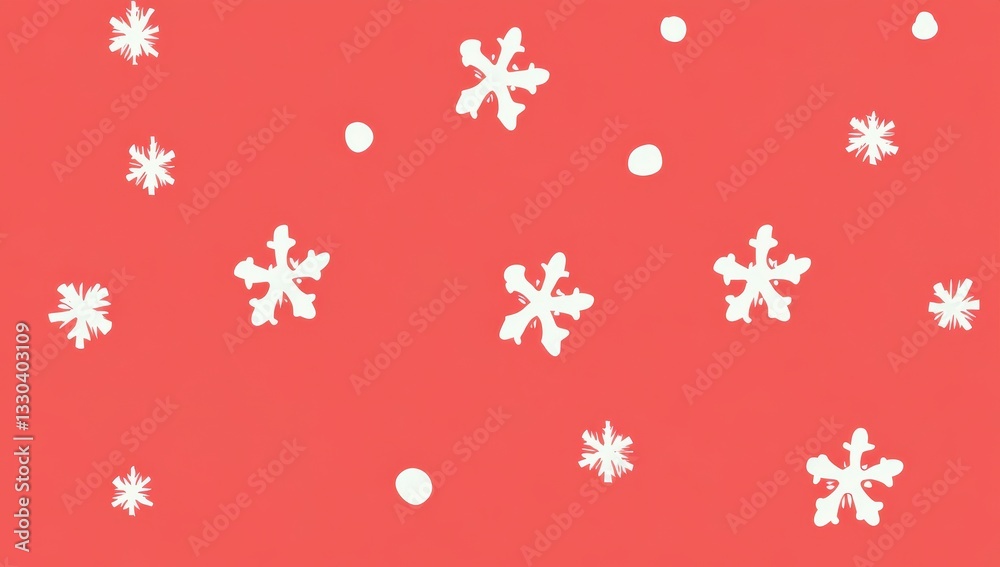Festive Red Background with White Snowflakes and Dots for Winter Festive Red Background with White Snowflakes and Dots for Winter