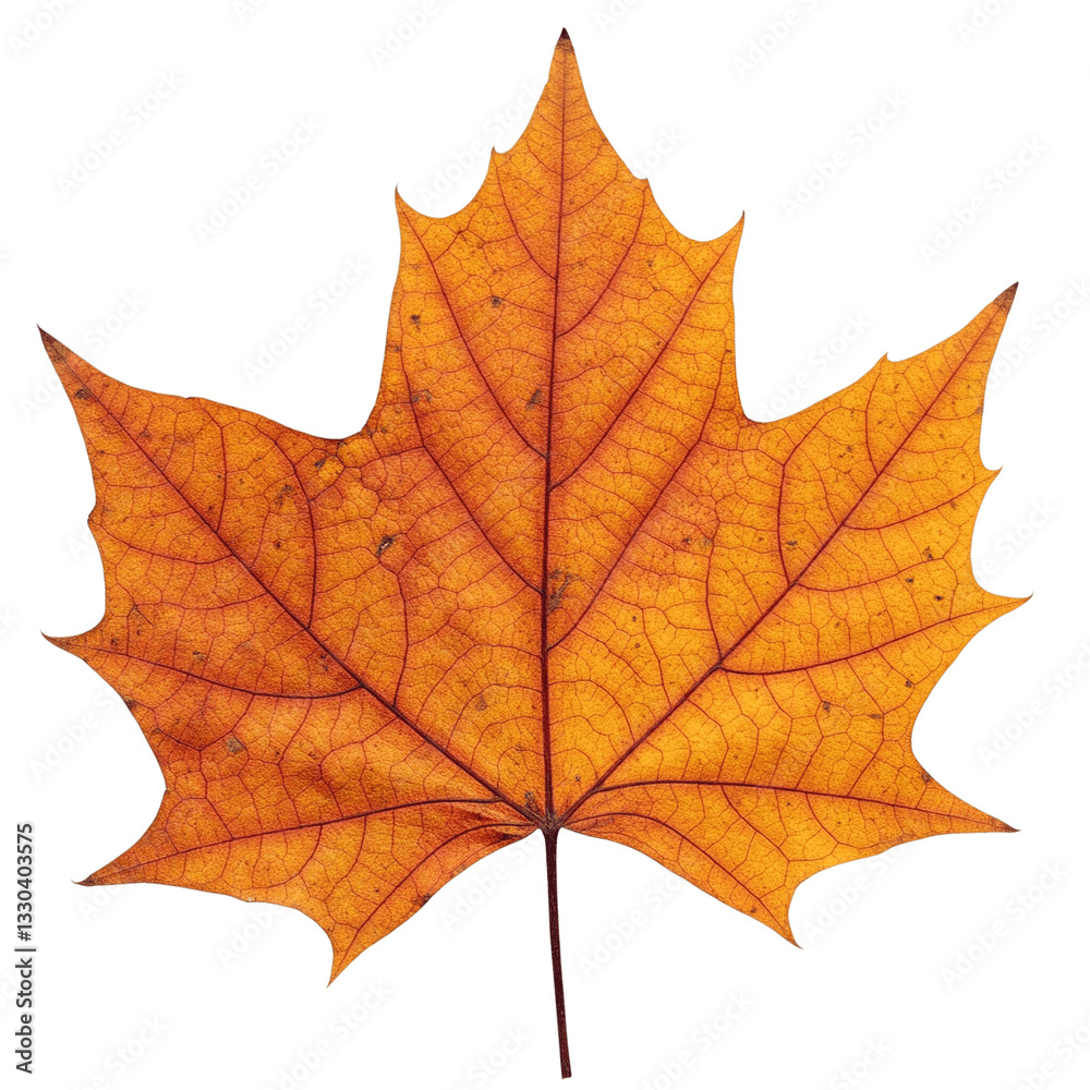 Fototapeta premium dried autumn maple leaf isolated on transparent or white background, fall leaves cutout
