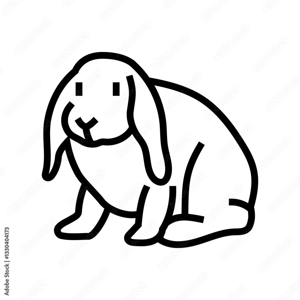 Obraz premium rabbit pet home line icon vector illustration