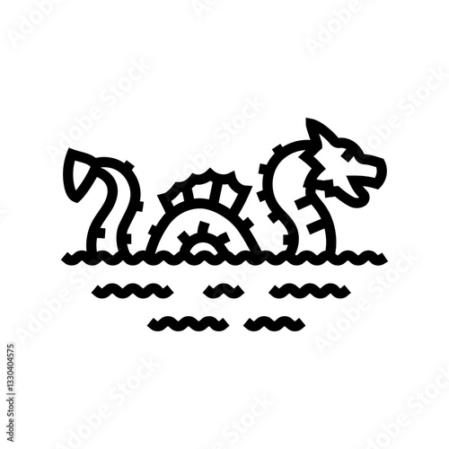 sea monster mythological representation line icon vector illustration