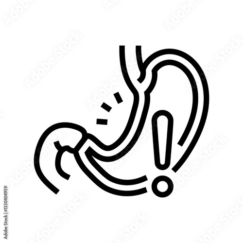 stomach pain cramping line icon vector illustration