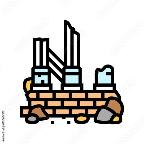 ancient ruins geographical discoveries color icon vector illustration