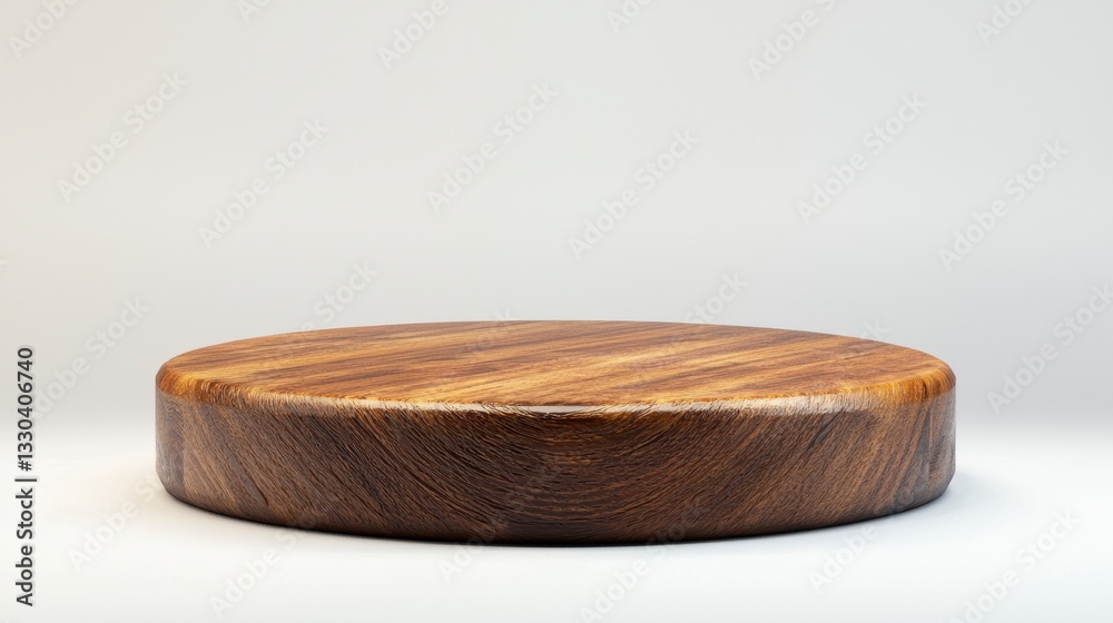 Round Wooden Display Stand on Neutral Background for Product Showcase