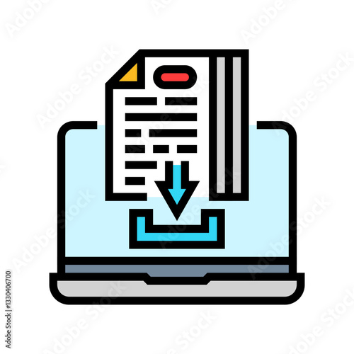assignment submission education platform color icon vector illustration