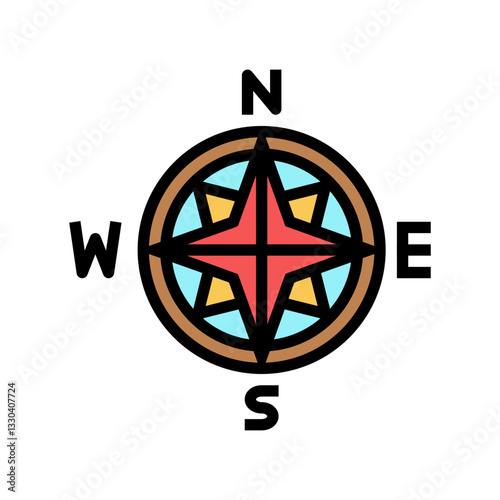 compass rose geographical discoveries color icon vector illustration