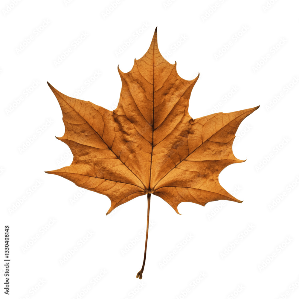 Obraz premium dried autumn maple leaf isolated on transparent or white background, fall leaves cutout