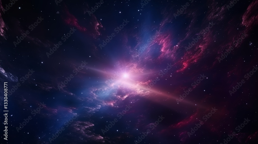 Cosmic Nebula Vibrant Purple and Pink Galaxy with Bright Star Cosmic Nebula Vibrant Purple and Pink Galaxy with Bright Star