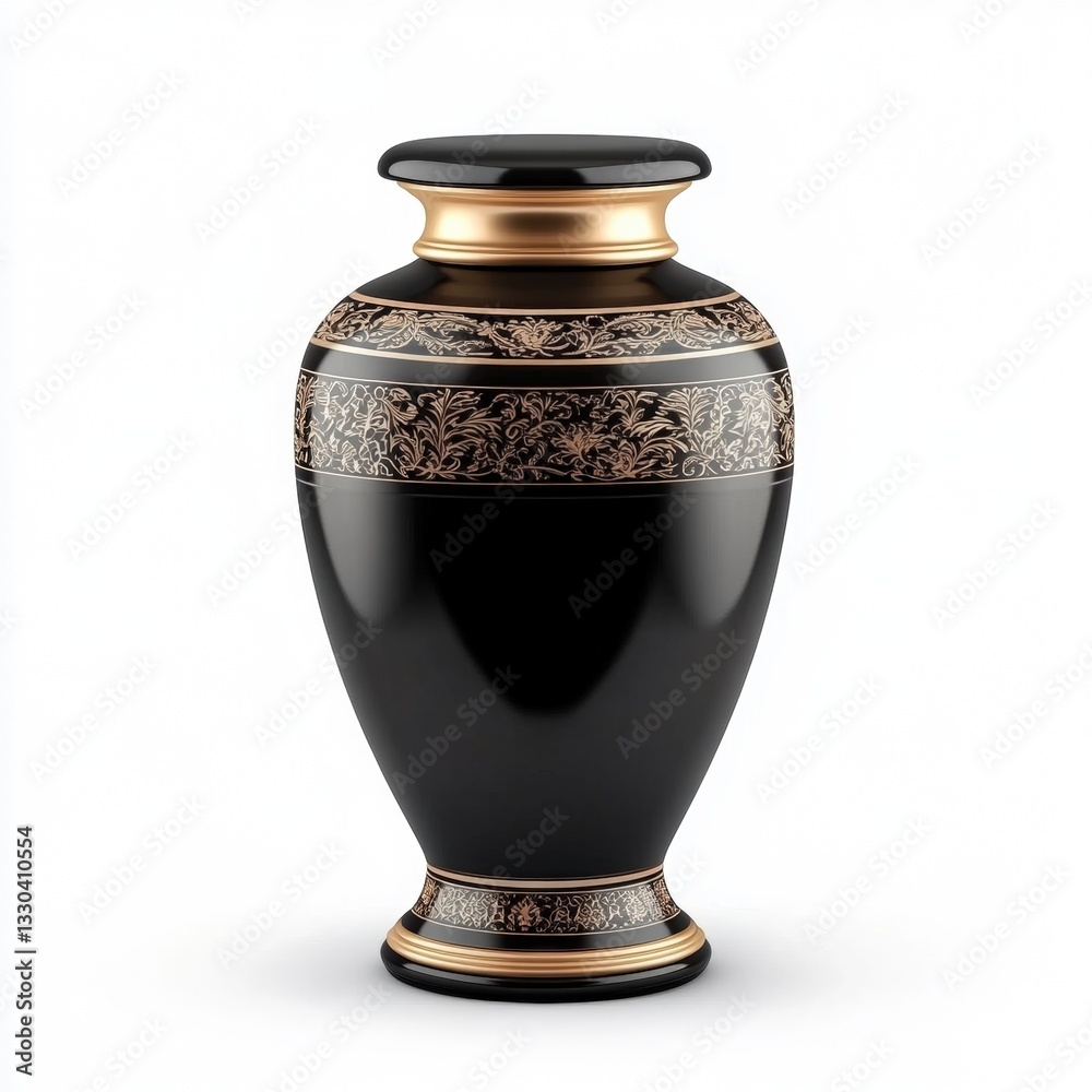 Elegant black ceramic pot with gold trim Elegant black ceramic pot with gold trim