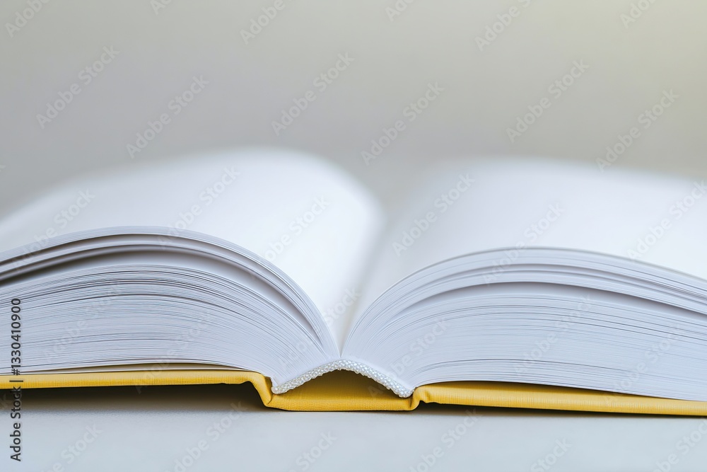 Blank pages invite creativity in a new book resting on a smooth surface Blank pages invite creativity in a new book resting on a smooth surface