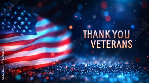 American flag with thank you veterans message for patriotic campaigns and heartfelt national tribute marketing