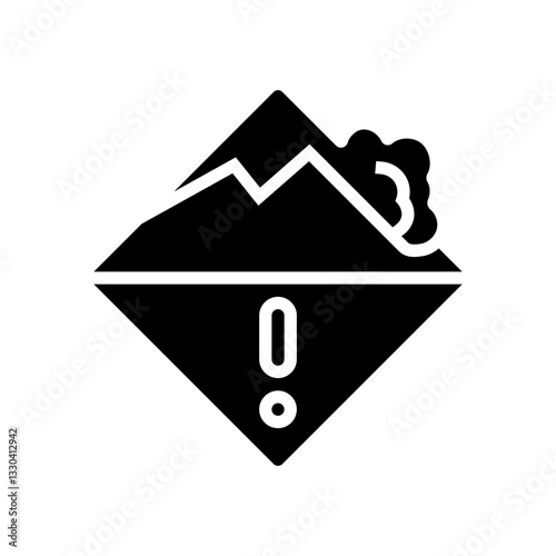 avalanche warning mountain skiing glyph icon vector illustration