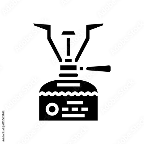compact camping stove ultralight trekking glyph icon vector illustration